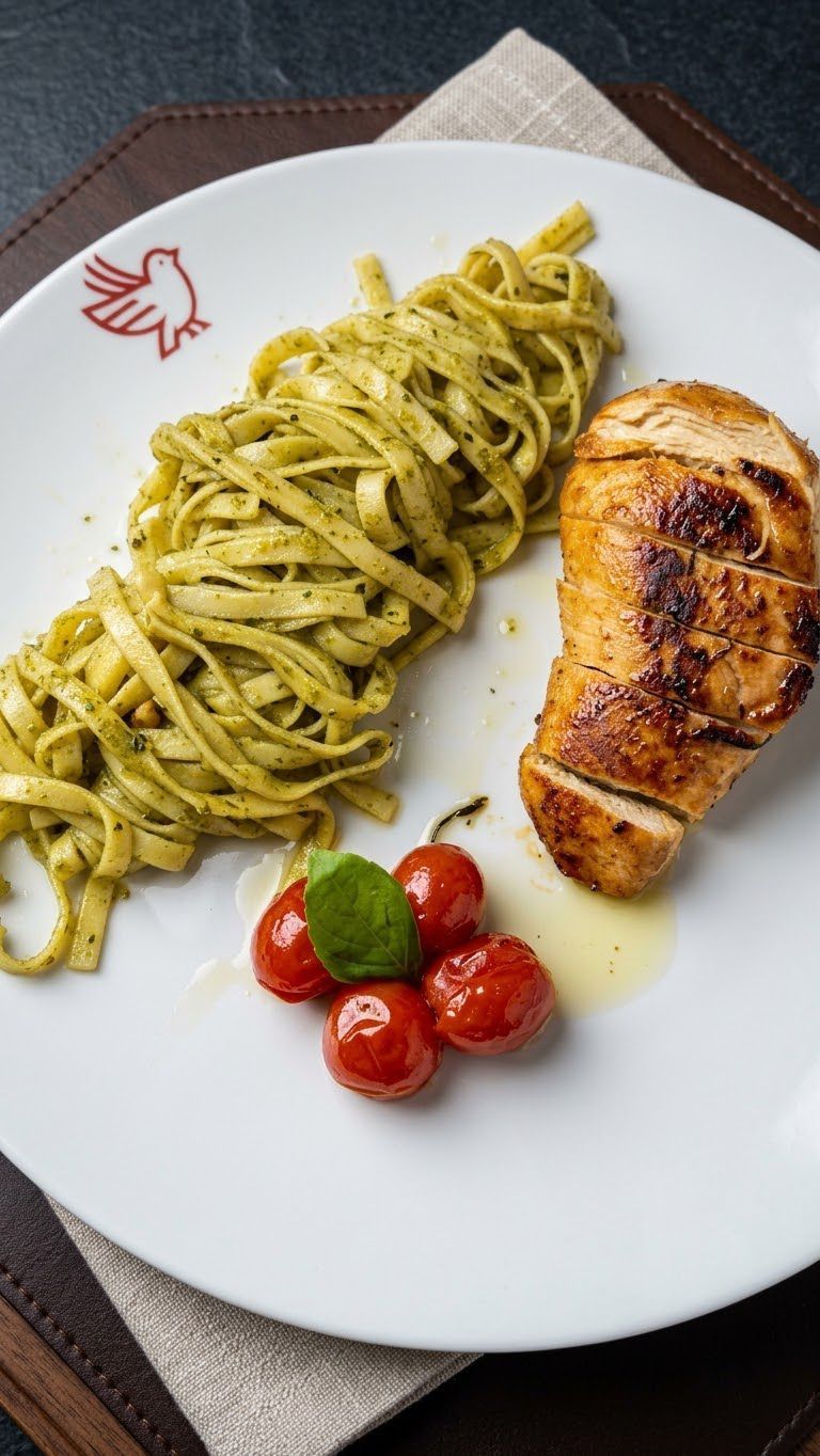 Talharim ao Molho Pesto com Frango